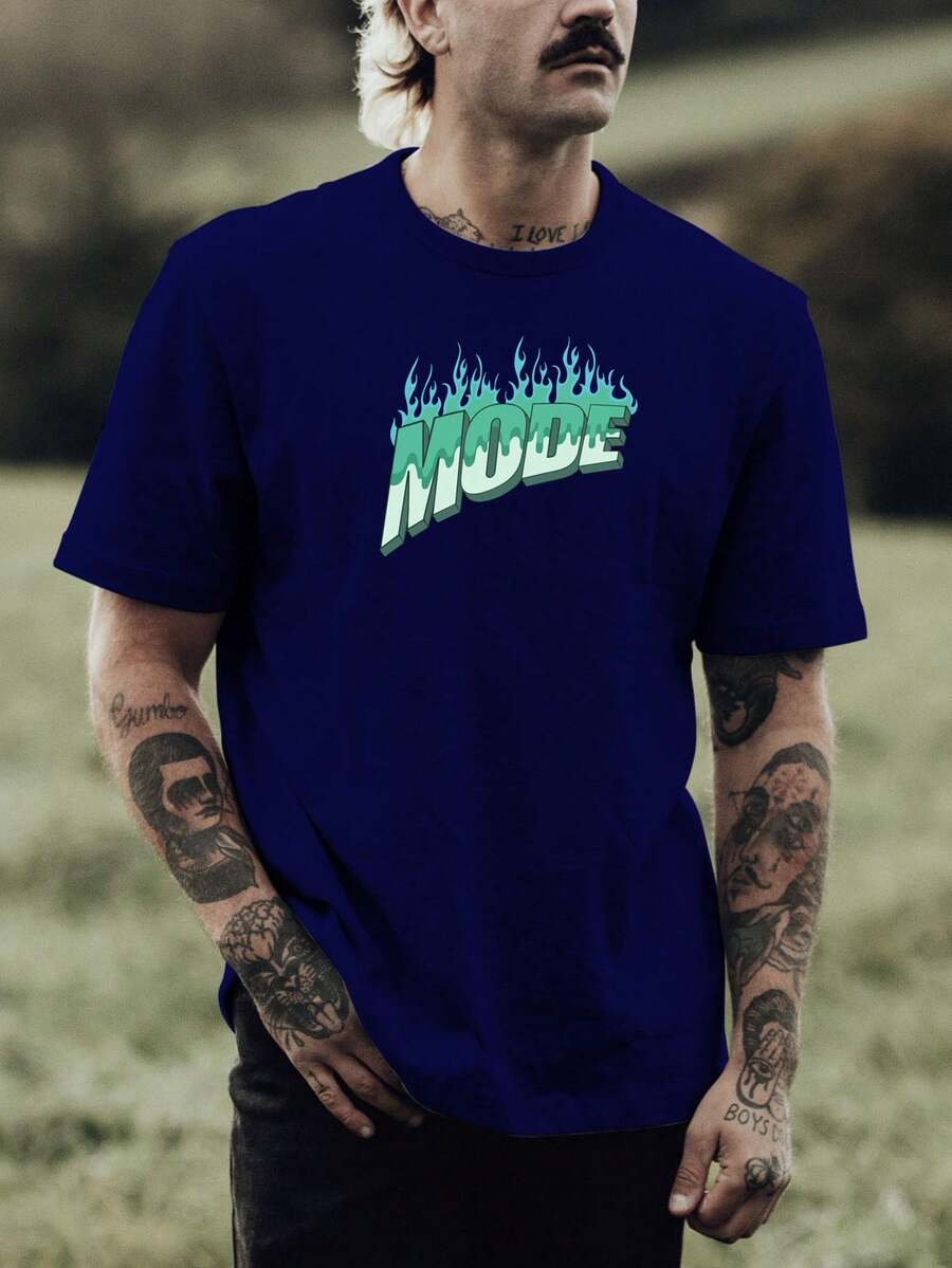 Camiseta Masculina Mode Chamas Fogo Modo Style Grafite Anime Cartoon 100% Algodão Fio 30.1