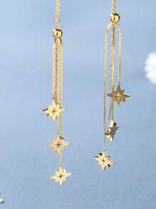 1 Pair Fashionable Titanium Steel Stud Earrings, Minimalist Simple Design, Suitable For Students And Versatile Wear - Gold 1 - View 1