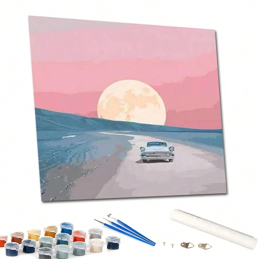 Paint By Numbers Moon Car DIY Paint By Numbers DIY Canvas Paint By