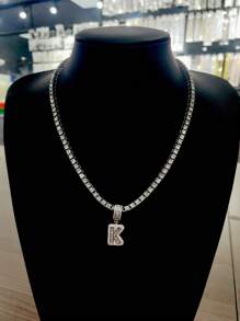 1 Miếng Sang trọng Khối Zirconia  Mặt dây chuyền chữ thập Dây chuyền Cho nam giới Cho bữa tiệc , Đối với Đồ trang sức Qủa tặng Và Buổi tiệc - Bạc - Xem 10