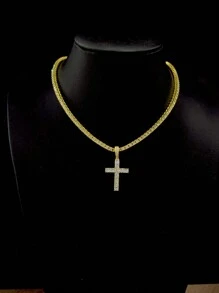 1 Miếng Sang trọng Khối Zirconia  Mặt dây chuyền chữ thập Dây chuyền Cho nam giới Cho bữa tiệc , Đối với Đồ trang sức Qủa tặng Và Buổi tiệc - Bạc - Xem 7