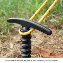 5/10pcs Outdoor Camping Pegs & Screw Stakes - Perfect For Hiking Tent Pins! - Black - View 2