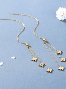 1 Pair Fashionable Titanium Steel Stud Earrings, Minimalist Simple Design, Suitable For Students And Versatile Wear - Gold 1 - View 2