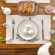 4 Piezas Conjunto De Posavasos De Pascua Con Patrón De Conejito Y Flor Para Mesa Y Mesa De Té, Decorativo, A Prueba De Manchas, Resistente Al Calor - Beis - Ver 6