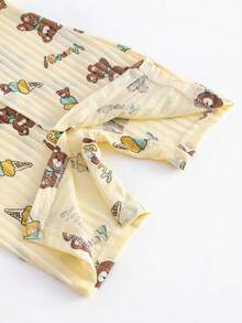 Ropa De Bebé De Algodon Con Dibujos Animados Para Recién Nacido, Mono De Manga Corta, Conjunto De Ropa Para Bebé De Una Sola Pieza, Tamaño De 0-18m - Amarillo - Ver 6