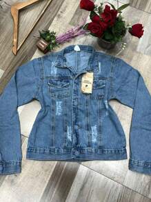 Women Denim Jackets & Coats - 中等水洗藍 - 查看 1