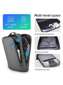 Mark Ryden Backpack For Men Travel Bag Water Repellent 15.6inch  Laptop Business Backpack With USB Charging Port Back Pack Ykk Zipper MR9008 - 黑色的 - 查看 3