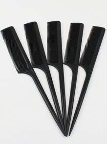 5pcs Women's Black Makeup & Hairdo Styling Combs Set, Including Tail Comb, Hair Comb, Small Comb, Braid & Hair Bun Styling Tools ,Hair Styling Tools Hair Accessories - Black - View 1