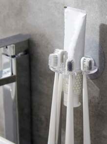 1/2pcs Clear Toothbrush Storage Rack, Wall Mounted Toothbrush Holder For Bathroom Bathroom Accessories - Multicolor - View 3