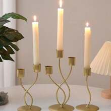 1pc Nordic Style Luxury Standing Retro Metal Candle Holder For Party, Wedding Decor, Romantic Dinner Atmosphere Set, Table Centerpiece