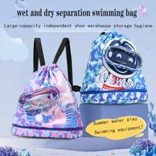 1pc Waterproof Swim Bag With Dry And Wet Separation Function, Hanging Toiletry Bag For Beach Travel - Multicolor - View 2