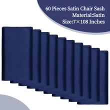 Fani 60 PCS  Satin Chair Sashes Bows Universal Chair Cover For Wedding Reception Restaurant Event Decoration Banquet,Party,Hotel Event Decorations (7 X 108 Inch) - Màu xanh hải quân - Xem 4