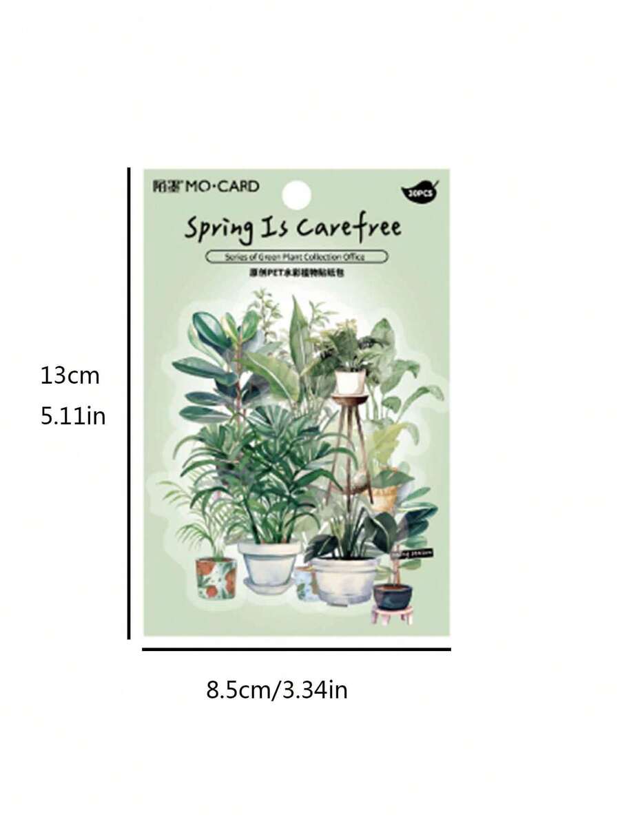 1pack/30pcs Pet Stickers, Life Green Plant Decor For Notebook And