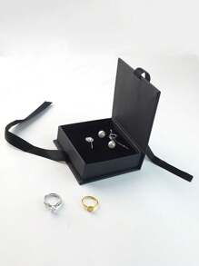 1入組珠寶包裝盒,緞帶翻轉式盒子,用於存放耳環,戒指,項鍊,手鐲,吊墜等禮品收納組織器 - 彩色 - 查看 9