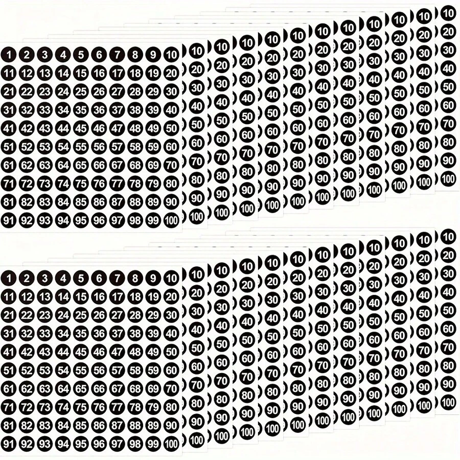 5 /10 Sheets  1 To 100 Number Stickers Vinyl Consecutive Number Stickers Self Adhesive Decal For Indoor And Outdoor Waterproof Labels Number Inventory Stickers For Inventory Classification - Black - View 1