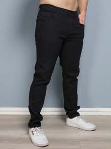 Calça Denim Masculina Skinny com Lycra Elastano Slim Original Festas Final de Ano - Preto - Visão 6