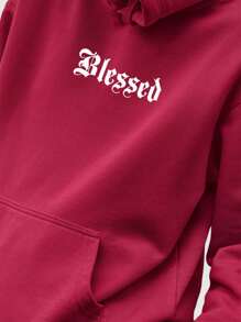 Men Hoodies - 酒紅色 - 查看 1