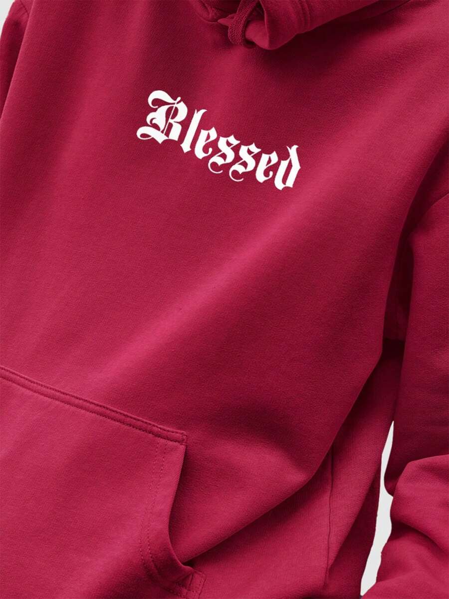 Men Hoodies - 酒紅色 - 查看 1