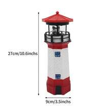 1pc Lighthouse Solar Lights 360 Degree Rotating Lighthouse Beacon Led Solar Lighthouse Light Outdoor Waterproof Led Solar Powered Lighthouse Garden Decor For Outside Outdoor Lights Garden Lights - Red - View 2