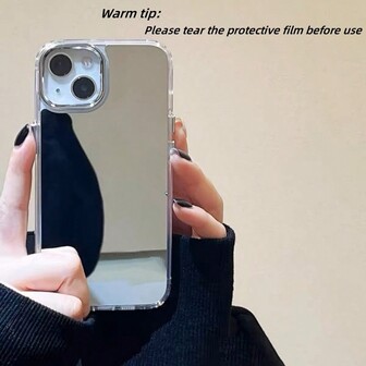 化妆镜手机壳适用于 13/XS/11/14/15/16 高端 17 Pro Max，创意软边硬壳化妆镜手机壳，适合女士，PLUS/AIR