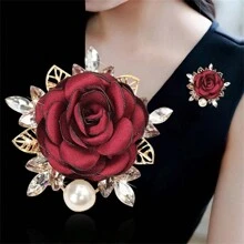 1pc New Korean Style Fabric Flower Brooch, Fashionable All-Match Pin For Coats, Party Favor, Birthday & Holiday Little Gift, Multiple Styles Available