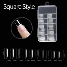 Short Square Almond Coffin Nail Tips - 100Pcs/Box Clear Soft Nail Tips Full Cover Gel Nails False Nails Pre-Shaped Acrylic Press On Nails For Extensions Easy For Home DIY Nail Salon