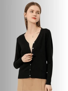 Jersey de mujer color liso tejido canalé suéter de moda para mujeres varios colores - Negro - Ver 6