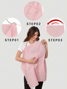 1pc Oeko-Tex Certified Pink Breathable Soft Nursing Top For Moms, Suitable For Spring/Summer, Multi-Functional As Car Seat Canopy, Nursing Cover, Stroller Sun Shade