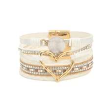 Pulsera envolvente estilo bohemio con dije en forma de corazón y cierre magnético, apta para uso diario - sin material de mosaico - regalo perfecto para Pascua, San Valentín, mamá, madre, Día de la Madre