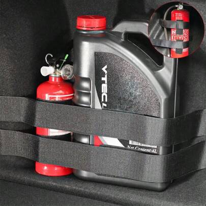 4pcs Car Trunk Hook And Loop Straps For Fixing Fire Extinguisher, Bottles, Cleaning Sprayer, Universal Long And Short Straps For Organizing Trunk Accessories