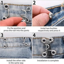 1 Set Of Punch-Free Creative Waist Buckles, Detachable, Adjustable And Easy To Install, Jeans Waist Adjustment Buckles. - White 1 - View 4