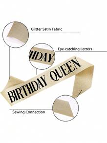 2 件套闪亮水钻水晶金皇冠生日装饰生日女王缎带派对用品，圣诞节