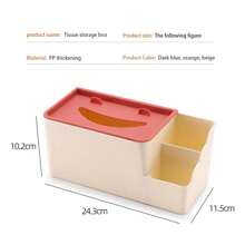 Multifunctional Smiling Face Tissue Box For Various Scenes, Available In 3 Colors - Ivory White - View 2