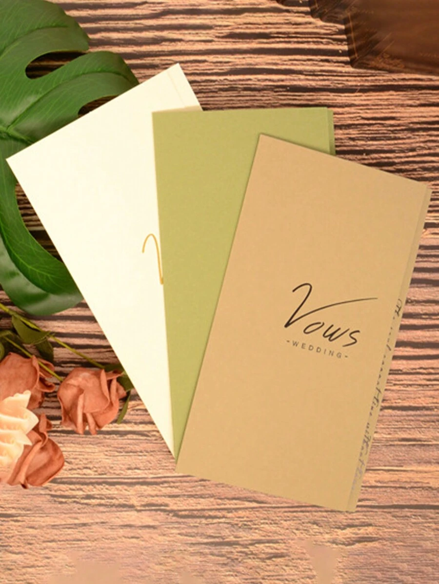 1 Pieza Tarjeta Escrita A Mano Para Votos Y Discurso De Boda - Multicolor - Ver 1