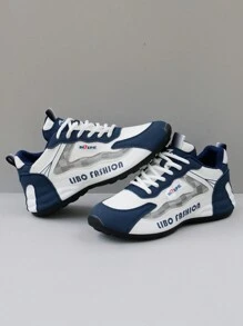BHZPE Scarpe sportive casual traspiranti in rete per uomo, scarpe da ginnastica comode e antiscivolo con lacci e suola ammortizzante, adatte per attività all'aperto - Blu - Visualizzare 6