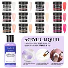 Kit de uñas de acrílico en polvo con lámpara UV/LED, pulidor de uñas, herramienta de lámpara de horneado, decoración de arte de uñas, pegatinas de uñas, papel galaxia, cortauñas y conjunto de molde francés.