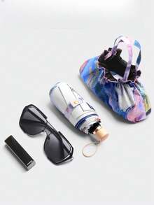 1 Miếng Cao-kết thúc Hai lớp In Ô dù , Có thể mang đi Và Gấp lại Với Thiết kế hoa , Chống tia cực tím Sự bảo vệ Upf50 + Đối với mặt trời Và Mưa , Sành điệu Và Thanh lịch Với A Phù hợp Mang Cái túi , In Màu hồng Và Màu xanh lá - Ô dù cầm tay bằng gỗ in 2 lớp - Xem 11