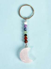 1 Miếng Tinh thể tự nhiên Mặt trăng Chạm khắc Với Bảy Chữa bệnh Móc chìa khóa , Thích hợp Đối với Hằng ngày Mang - móc khóa - Xem 10