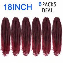 6 gói Tóc Đối với Xoắn 18 Inch Dài Afro   Lập dị Bím tóc Tóc Sợi tổng hợp Chất xơ Bím tóc Nối tóc - Màu Đỏ Sâu - Xem 6