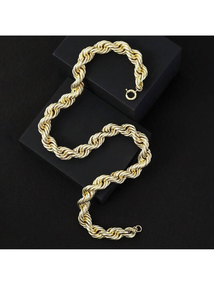 Hip Hop Punk 3mm Stainless Steel Twist Rope Chain Necklace for