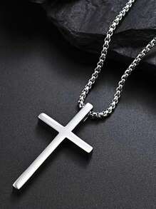 1 chiếc vòng cổ thánh giá bằng thép không gỉ thời trang đường phố cá nhân hóa dành cho nam, quà tặng lễ hội - Bạc - Xem 5