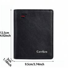 CarrKen 1 pieza Cartera corta de negocios para hombres, juvenil, de moda, multifuncional, con cierre de cremallera y botón a presión, cartera con bolsillo para tarjetas y monedas, regalo, estilo de negocios casual, estilo antiguo, cartera para hombres - Negro - Ver 3