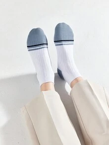 5對/包男士襪子春夏條紋對比色街頭襪休閒襪短襪 - 彩色 - 查看 10