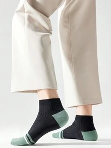 5對/包男士襪子春夏條紋對比色街頭襪休閒襪短襪 - 彩色 - 查看 4