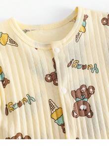 Ropa De Bebé De Algodon Con Dibujos Animados Para Recién Nacido, Mono De Manga Corta, Conjunto De Ropa Para Bebé De Una Sola Pieza, Tamaño De 0-18m - Amarillo - Ver 4