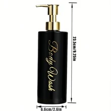 3pcs/Set 500ml Bathroom Dispenser, Empty Bottle For Shampoo, Shower Gel, Conditioner, Refillable Bathroom Dispenser Home Bathroom Decor Fall Decor Back To School - Cylindrical Black + Full Gold Pump - View 2