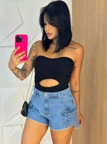 Women Bodysuits - 黑色 - 查看 2