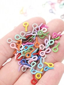 100入/包五彩色5*10mm微型螺旋眼針、眼針鉤、眼針孔子,螺紋扣環,用於首飾製作 - 鐵烤漆羊眼 - 查看 4