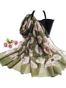 1 chiếc khăn choàng/khăn quàng cổ nữ đa năng bằng vải chiffon Bali in họa tiết hoa bồ công anh, chất liệu thêu chỉ vàng, kiểu dáng giản dị, có tua rua, phù hợp cho đi làm hàng ngày và trang trí trang phục, đi biển, nghỉ lễ, làm phụ kiện, vật dụng cần thiết khi đi du lịch. - Nhiều màu - Xem 5