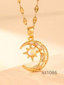 1 Miếng Của phụ nữ Đúng mốt Vàng 18K Màu sắc Thép không gỉ Vòng cổ dây  Với Khối Zirconia  Vật rủ xuống Đối với phụ nữ Đồ trang sức Buổi tiệc Quà tặng hẹn hò - Vàng - Xem 15